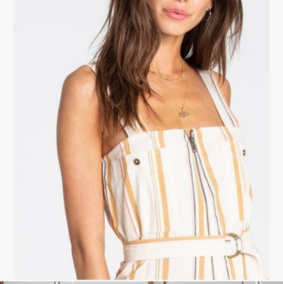 Billabong stripes retro y2k  Jumpsuit patch front pocket - Picture 6 of 14